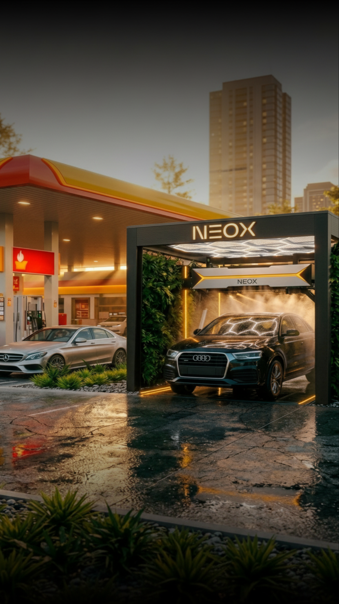 Posto de gasolina com sistema NEOX Smart Wash